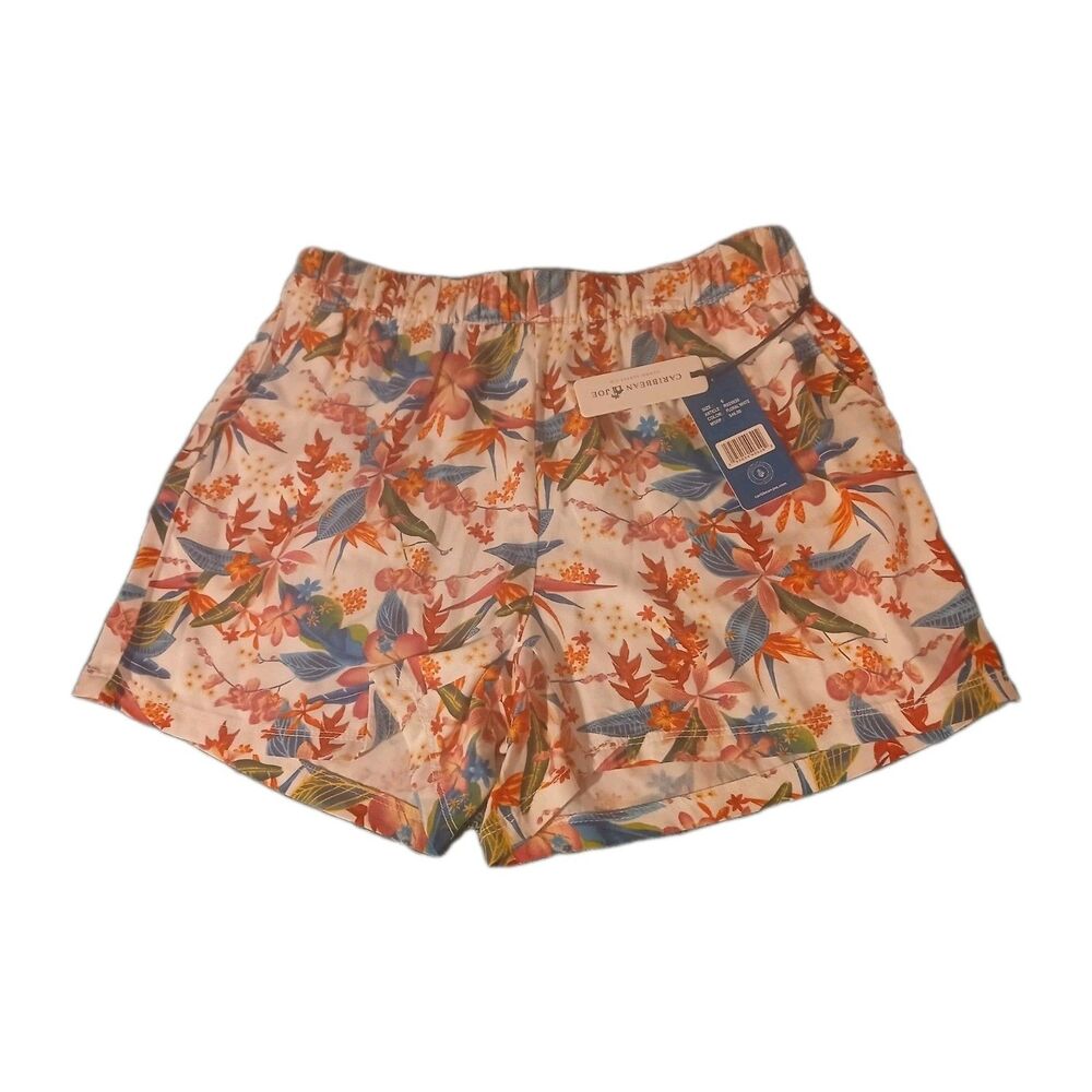 Carribean Joe Women's White Floral Tropical Bohemian Stretch Shorts Size 6